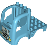 Visuel indicatif Rebrickable de Camion carrosserie Duplo 4 x 4 à plat avec 4 crampons supérieurs - phares, calandre et motif imprimé 'ABC' (Duplo Car Body Truck 4 x 4 Flatbed with 4 Top Studs - Headlights, Grille, and 'ABC' Print)