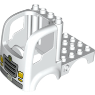 Visuel indicatif Rebrickable de Camion carrosserie Duplo 4 x 4 à plat avec 4 crampons supérieurs et phares et motif imprimé calandre (Duplo Car Body Truck 4 x 4 Flatbed with 4 Top Studs and Headlights and Grille Print)