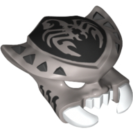 Masque Scorpion avec crocs et pinces blancs, pointes de titane perle et motif imprimé emblème scorpion (Mask Scorpion with White Fangs and Pincers, Pearl Titanium Spikes and Scorpion Emblem Print)