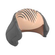 Cheveux, haut chauve, longs côtés gris, peigne imprimé (Hair, Bald Top, Long Grey Sides, Combover Print)