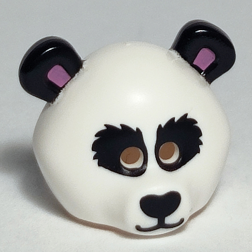 Visuel indicatif Rebrickable de Costume / Masque, Ours avec tête de panda avec oreilles de lavande moyennes, yeux noirs et nez motif imprimé (Costume / Mask, Bear with Panda Head with Medium Lavender Ears, Black Eyes and Nose Print)