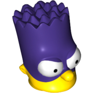Tête de minifigurine Spécial, Simpsons Bart Simpson avec motif imprimé Masque violet foncé (Minifig Head Special, Simpsons Bart Simpson with Dark Purple Mask Print)