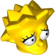 Tête de minifigurine Spécial, Simpsons, Lisa Simpson - Regard inquiet (Minifig Head Special, Simpsons, Lisa Simpson - Worried Look)