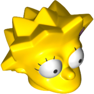 Tête de minifigurine spéciale, simpsons, lisa simpson avec motif imprimé arc rose vif (Minifig Head Special, Simpsons, Lisa Simpson with Bright Pink Bow Print)
