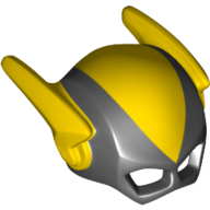 Masque avec ailes éclair, dessus jaune et motif imprimé ailes (vulcan noir) (Mask with Lightning Bolt Wings, Yellow Top and Wings Print (Black Vulcan))
