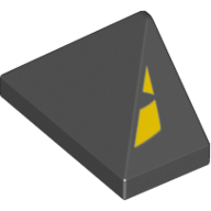 Visuel indicatif Rebrickable de Brique inclinée 45° 2 x 1 triple avec support intérieur tenon et motif imprimé Yeux jaunes triangulaires (Brick Sloped 45° 2 x 1 Triple with Inside Stud Holder and Triangular Yellow Eyes Print)