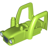 Visuel indicatif Rebrickable de Duplo tracteur de carrosserie de voiture avec 2 tenons, tuyau d'échappement avec grille, phares blancs motif imprimé (Duplo Car Body Tractor with 2 Studs, Exhaust Pipe with Grill, White Headlights Print)
