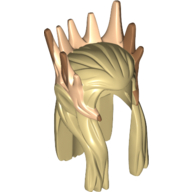 Cheveux et couronne, longues, moyennes pointes de couronne de nougat et oreilles elfe nougat clair motif imprimé (Hair and Crown, Long, Medium Nougat Crown Spikes and Light Nougat Elf Ears Print)