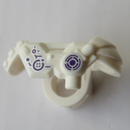 Épaulettes d'armure minifigurine avec fourreau pour deux katanas avec motif imprimé industriel argenté et violet foncé (Minifig Neckwear Armor Shoulder Pads with Scabbard for Two Katanas with Silver and Dark Purple Industrial Print)