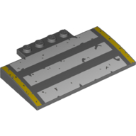 Visuel indicatif Rebrickable de Brique courbée 5 x 8 x 2/3 avec motif imprimé rayures blanches et jaunes (Brick Curved 5 x 8 x 2/3 with White and Yellow Stripes Print)