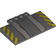 Visuel indicatif Rebrickable de Brique courbée 5 x 8 x 2/3 avec jaune Danger Marquages motif imprimé (Brick Curved 5 x 8 x 2/3 with Yellow Danger Markings Print)