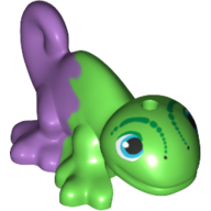 Visuel indicatif Rebrickable de Animal, Caméléon aux yeux bleus et noirs et motif Lavande moyenne marbrée (Animal, Chameleon with Blue and Black Eyes and Marbled Medium Lavender Pattern)