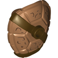 Visuel indicatif Rebrickable de Carapace de tortue minifigurine avec tenon avec ceinture horizontale et diagonale marron foncé et marques marron foncé motif imprimé (Minifig Neckwear Turtle Shell with Stud with Dark Brown Horizontal and Diagonal Belt and Dark Brown Markings Print)