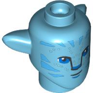 Tête de minifigurine Spécial Alien Na'vi avec yeux bleus, bleu moyen Marquages motif imprimé (Minifig Head Special Alien Na'vi with Blue Eyes, Medium Blue Markings Print)