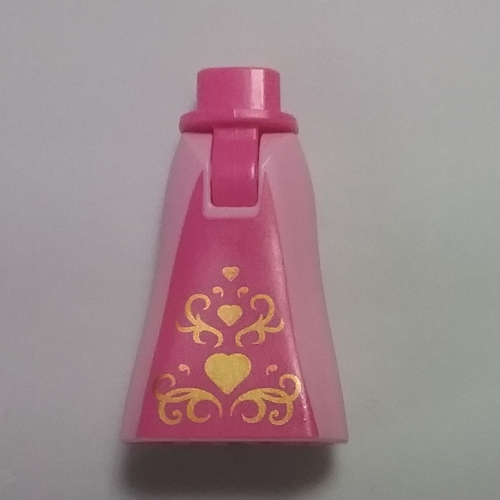 Visuel indicatif Rebrickable de Mini-poupée bassin et jupe pleine longueur avec rose foncé moyen, motif or (Minidoll Hips and Full Length Skirt with Dark Pink Middle, Gold Pattern)