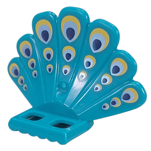 Minifigurine accessoire de taille dinde fan queue avec jaune/métal bleu/bleu foncé plumes de paon motif imprimé (Minifig Hipwear Turkey Fan Tail with Yellow/Metal Blue/Dark Blue Peacock Feathers Print)