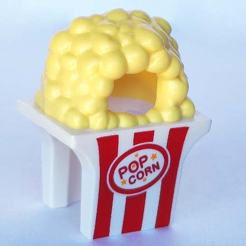 Seau de pop-corn costume avec des rayures rouges, motif imprimé 'POP CORN' (Costume Popcorn Bucket with Red Stripes, 'POP CORN' Print)