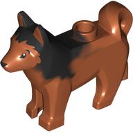 Visuel indicatif Rebrickable de Animal, Chien, Husky aux yeux noirs, Nez noir imprimé et Marbré noir Oreilles et dos (Animal, Dog, Husky with Black Eyes, Black Nose Print and Marbled Black Ears and Back Pattern)