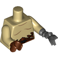 Torse, poitrine nue avec Marquages brun foncé et sangles de ceinture motif imprimé, bras beiges, main droite brun rougeâtre, griffe de titane perle gauche (Torso, Bare Chest with Dark Brown Markings and Belt Straps Print, Tan Arms, Reddish Brown Hand Right, Pearl Titanium Claw Left)
