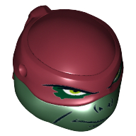 Tête de minifigurine Spécial, Tortue Ninja avec Masque Rouge Foncé, motif imprimé Bouche fermée (Raphaël) (Minifig Head Special, Ninja Turtle with Dark Red Mask, Closed Mouth Print (Raphael))