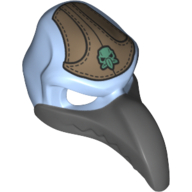 Masque Oiseau (Vautour) avec Bec Gris Foncé et beige Foncé Casque avec Vert Sable Vautour Symbole motif imprimé (Mask Bird (Vulture) with Dark Bluish Gray Beak and Dark Tan Headpiece with Sand Green Vulture Symbol Print)