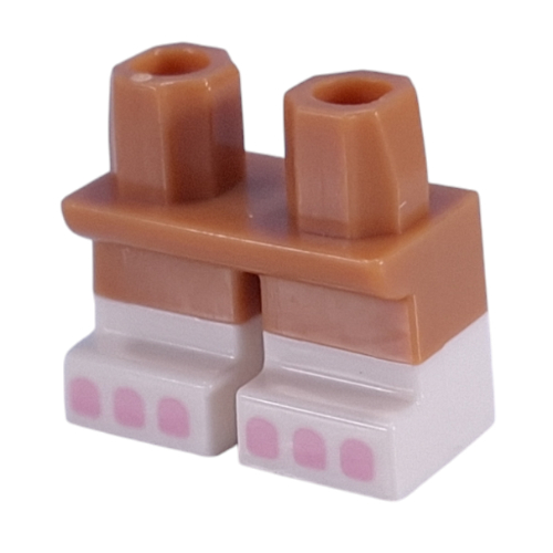 Visuel indicatif Rebrickable de Jambe courte avec motif de pieds blancs avec des orteils/griffes rose vif imprimé (Leg Short with White Feet Pattern with Bright Pink Toes/Claws Print)
