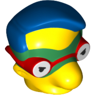 Tête de minifigurine spéciale, simpsons, milhouse van houten avec motif imprimé masque vert (Minifig Head Special, Simpsons, Milhouse Van Houten with Green Mask Print)