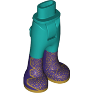 Mini-poupée bassin et pantalon avec poches arrière avec des bottes violet foncé avec motif imprimé décoration or (Minidoll Hips and Trousers with Back Pockets with Dark Purple Boots with Gold Decoration Print)