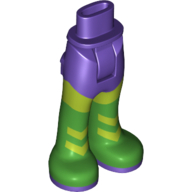 Mini-poupée bassin et pantalon avec poches arrière avec leggings vert citron, bottes vert clair avec semelles violet foncé imprimé (Minidoll Hips and Trousers with Back Pockets with Lime Leggings, Bright Green Boots with Dark Purple Soles Print)