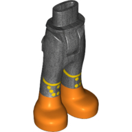 Mini poupée bassin et pantalon avec poches arrière avec des lignes jaunes et des hexagones et des bottes orange foncé motif imprimé (Minidoll Hips and Trousers with Back Pockets with Yellow Lines and Hexagons and Dark Orange Boots Print)