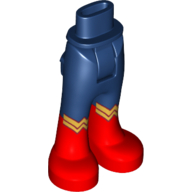 Visuel indicatif Rebrickable de Mini-poupée bassin et pantalon avec poches arrière avec des bottes rouges avec motif imprimé or 'WW' (femme prodige) (Minidoll Hips and Trousers with Back Pockets with Red Boots with Gold 'WW' Print (Wonder Woman))
