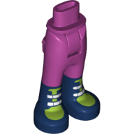 Visuel indicatif Rebrickable de Mini-poupée bassin et pantalon avec poches arrière avec des bottes bleu foncé avec motif imprimé vert citron haut (Minidoll Hips and Trousers with Back Pockets with Dark Blue Boots with Lime Top Print)