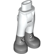 Mini-poupée bassin et pantalon avec poches arrière avec des bottes gris clair bleuâtre, lacets blanches motif imprimé (Minidoll Hips and Trousers with Back Pockets with Light Bluish Gray Boots, White Laces Print)