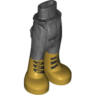 Visuel indicatif Rebrickable de Mini-poupée bassin et pantalon avec poches arrière avec des bottes dorées métalliques avec trois fermoirs noirs motif imprimé (Minidoll Hips and Trousers with Back Pockets with Metallic Gold Boots with Three Black Clasps Print)