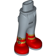 Visuel indicatif Rebrickable de Mini-poupée bassin et pantalon avec poches arrière avec des bottes rouges avec des sangles et des boucles d'or (Minidoll Hips and Trousers with Back Pockets with Red Boots with Gold Straps and Buckles)