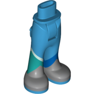 Mini-poupées bassin et pantalon avec poches arrière avec des bottes argentées avec motif imprimé à rayures turquoise foncé, bleu et blanc (Minidoll Hips and Trousers with Back Pockets with Silver Boots with Dark Turquoise, Blue and White Stripe Print)