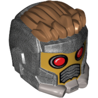 Enveloppant les cheveux et le casque, nougat moyen épineux, bouches d'aération et trous d'yeux rouges imprimés (Star-Lord) (Hair and Helmet Space Wraparound, Spiky Medium Nougat, Breathing Vents and Red Eye Holes Print (Star-Lord))