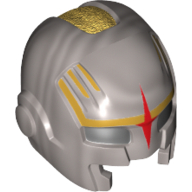 Casque Espace avec Fente de la Bouche et avec Oeillets Noirs, Étoile Rouge et Marquages Or (Helmet Space with Mouth Slit and with Black Eyeholes, Red Star and Gold Markings Print)