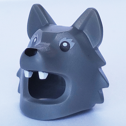 Costume / Masque, Loup avec des crocs blancs, Yeux noirs, Fard à paupières gris clair (Costume / Mask, Wolf with White Fangs, Black Eyes, Light Bluish Grey Eyeshadow Print)
