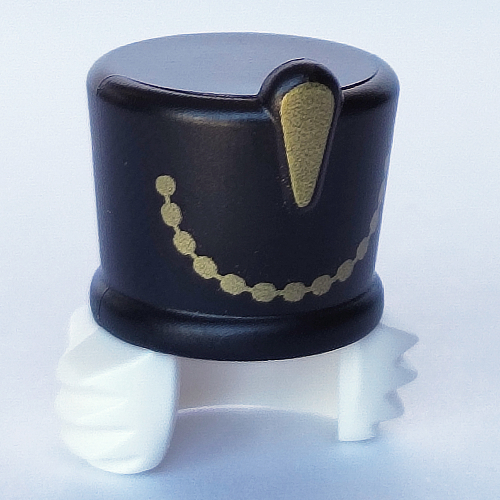 Cheveux et chapeau, haut shako avec cheveux blancs et motif imprimé chaîne d'or (Hair and Hat, High Shako with White Hair and Gold Chain Print)