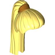 Cheveux queue de cheval longue droite avec cravate or motif imprimé (Hair Ponytail Long Straight with Tie Gold Print)