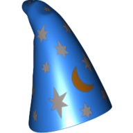 Chapeau cône tombant avec magicien or lune et argent étoiles motif imprimé (Hat Cone Drooping with Wizard Gold Moon and Silver Stars Print)