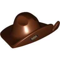 Chapeau bord grand avec coupe et beige patch motif imprimé (Hat Wide Brim with Cut and Tan Patch Print)