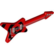 Visuel indicatif Rebrickable de Instrument de musique guitare type électrique 'ML' avec spirale noire et cordes d'argent, chevalet et whammy bar motif imprimé (Musical Instrument Guitar Electric 'ML' Type with Black Spiral and Silver Strings, Bridge and Whammy Bar Print)