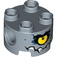 Brique ronde 2 x 2, trous d'connecteurs avec motif imprimé face roche (Brick Round 2 x 2, Pin Holes with Rock Face Print)