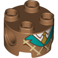 Brique ronde 2 x 2, trous d'connecteurs avec costume, cravate, revers azur, motif imprimé gaufres (Brick Round 2 x 2, Pin Holes with Suit, Tie, Azure Lapels, Waffle Print)