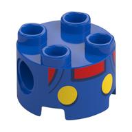 Brique ronde 2 x 2, trous d'connecteurs avec torse de bébé Mario, chemise rouge, motif imprimé boutons jaunes (Brick Round 2 x 2, Pin Holes with Baby Mario Torso, Red Shirt, Yellow Buttons Print)