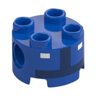 Brique ronde 2 x 2, trous d'connecteurs avec torse bleu foncé, motif imprimé boutons blancs (Brick Round 2 x 2, Pin Holes with Dark Blue Toad Pit Crew Torso, White Buttons Print)
