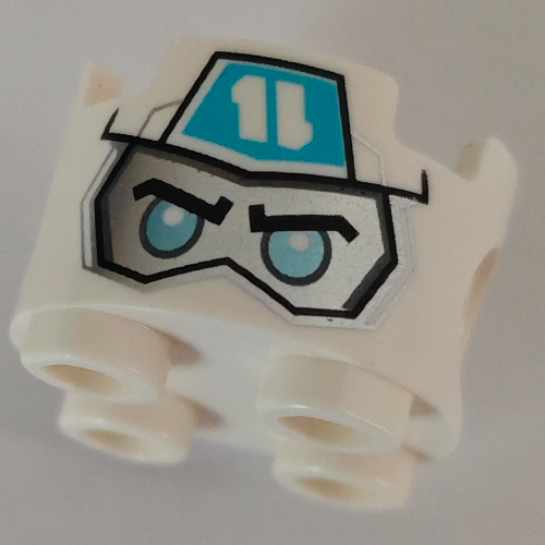 Visuel indicatif Rebrickable de Brique ronde 2 x 2, trous d'connecteur avec visage argenté, yeux bleu clair vif, enveloppes d'azur moyen imprimé (Brick Round 2 x 2, Pin Holes with Silver Face, Bright Light Blue Eyes, Medium Azure Wraps Print)