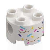 Brique ronde 2 x 2, trous d'connecteur avec motif imprimé de sprinkles multicolores (Brick Round 2 x 2, Pin Holes with Multi Colored Sprinkles Print)